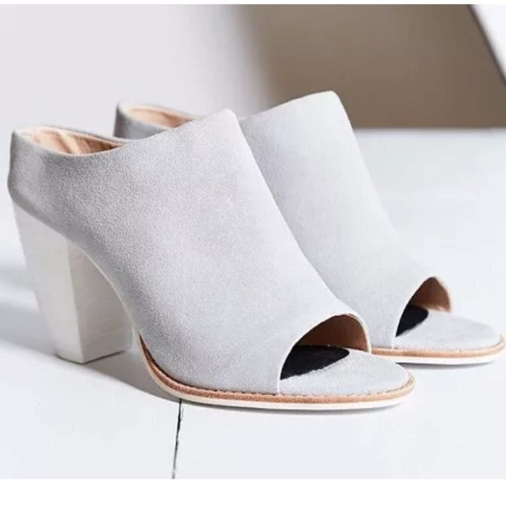 Sol Sana Liza Dove Grey Suede Peep Toe Heeled Mules Size 40